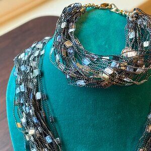 Vintage Y2K Ladder Ribbon Necklace and Bracelet Set